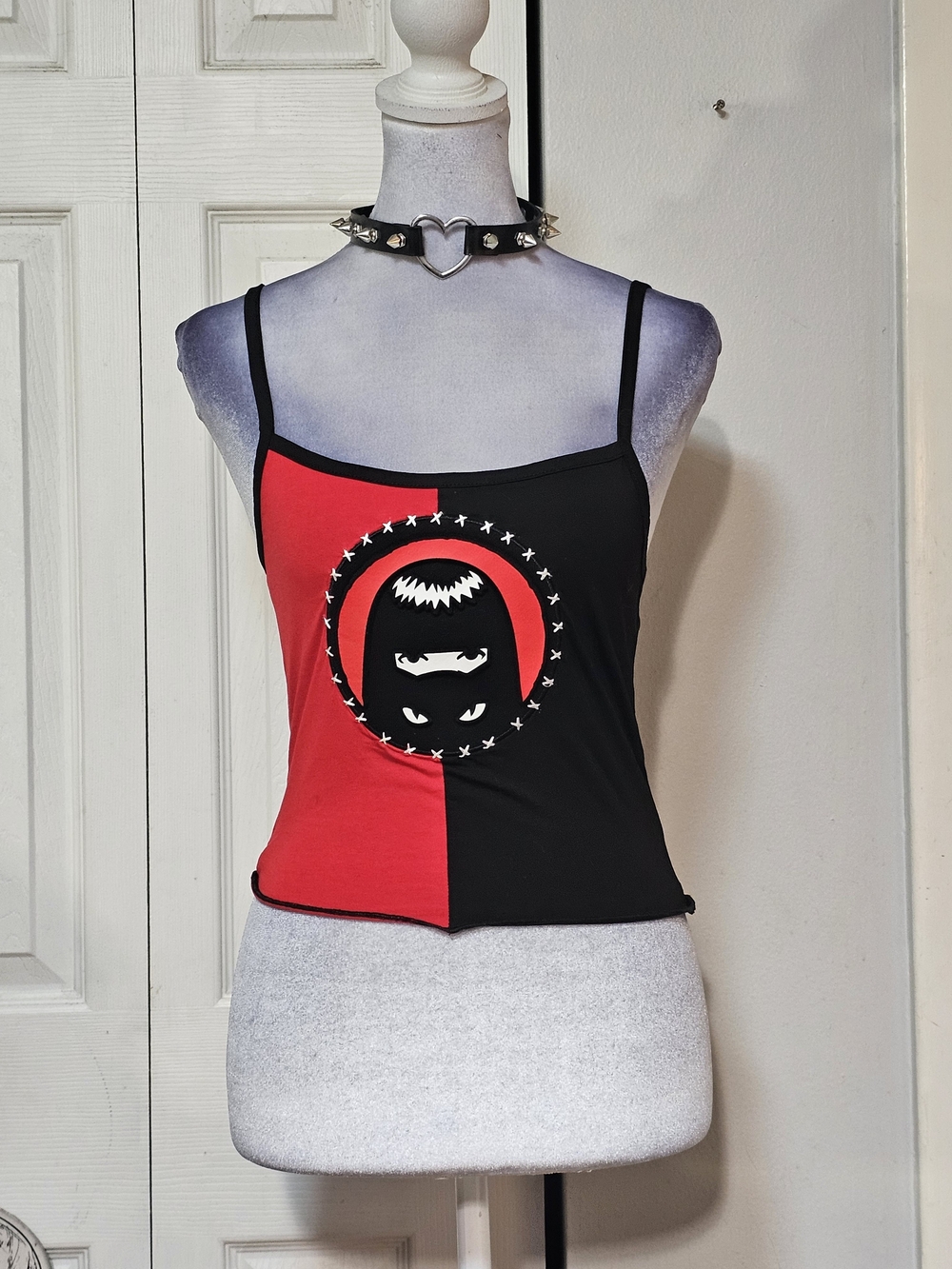 Dolls Kill Red & Black Split Graphic Cami